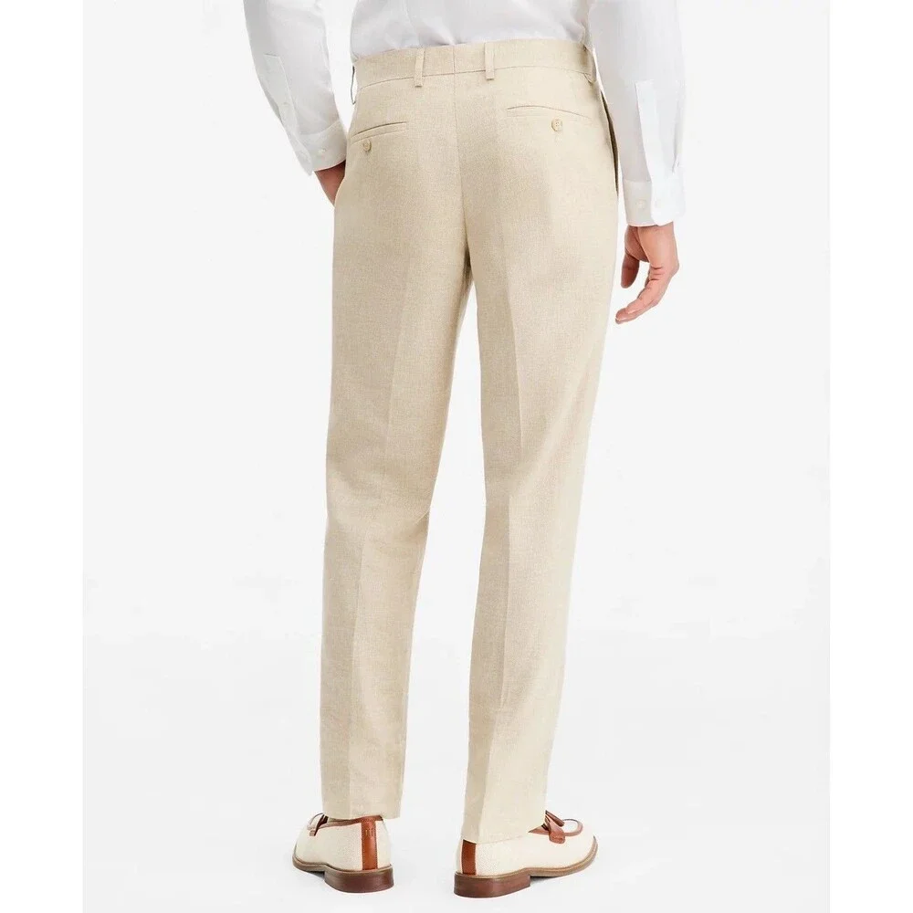 $495 NEW BAR III MENS 42R NATURAL LINEN SLIM 2 PIECE SUIT WITH DRESS PANTS 36X32